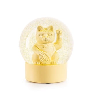 Lucky Cat Snow Globe - Color: Yellow - Size: 10x11cm
