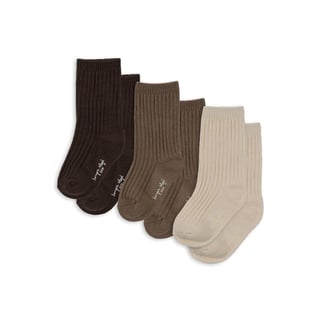 Konges Sløjd 3 Pack Rib Socks Sand/Hazel/Shitake