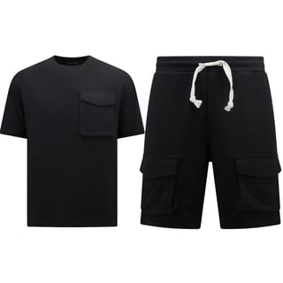Geribbelde Oversized T-Shirt - Joggingshort Heren - SET - Zwart