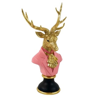 Beeld Buste Hert Roze Goud Kunststof 28x53cm
