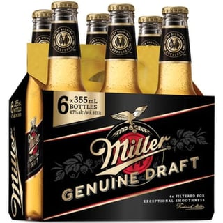 Miller Genuine Draft Bottle 4.7% 6Pk 330Mls