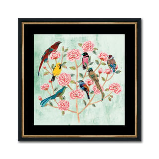 Fotolijst Goud Zwart Met Vogels en Bloemen Multicolor 55x55cm