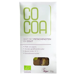 Cocoa Reep Met Pistachenoten en Zout 50GR