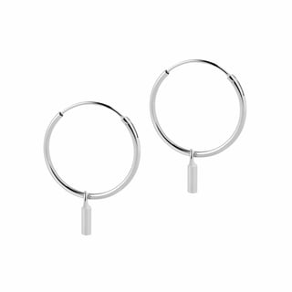 Silver Hoop Earrings with Rod 18 MM