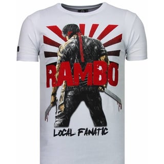 Rambo Shine - Rhinestone T-Shirt - Wit