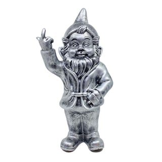 Beeldje Kabouter Fuck You Antiek Zilver 32cm