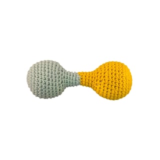 Crochet Toy Rattle Dumbbell - Yellow//blue