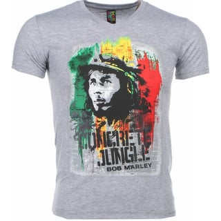 T-Shirt - Bob Marley Concrete Jungle Print - Grijs