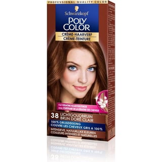 Schwarzkopf Poly Color Creme Haarverf 38 Licht Goudbruin - 1 Stuk Voor 100% Grijsdekking Voor Volledig Vergrijsd Tot Lichtbruin Haar