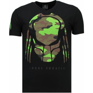 Predator - Rhinestone T-Shirt - Zwart