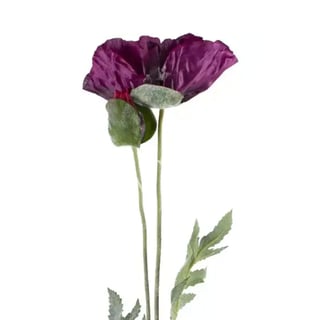 Kunstbloem Klaproos Paars 2 Bloemen Op Steel 72cm