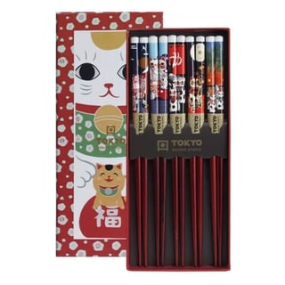 Chopsticks Lucky Cats Rood (Set/5) in Cadeau Doos