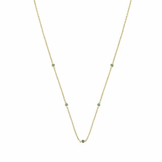 Gold Plated Necklace Small Turquoise stones - Green Onyx / 18K Gold plated 925 Silver / 47cm