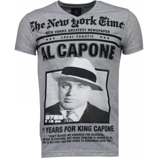 Al Capone - Rhinestone T-Shirt - Grijs