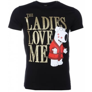 T-Shirt - The Ladies Love Me Print - Zwart