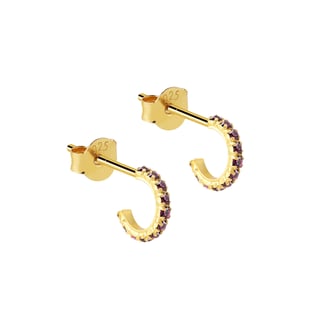 Amethyst Hoop Earrings Gold Plated - Amethyst / 18K Gold Plated 925 Sterling Silver