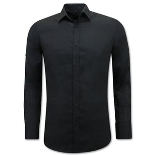 Linnen Overhemd Heren - Regular Fit - Blanco - Zwart