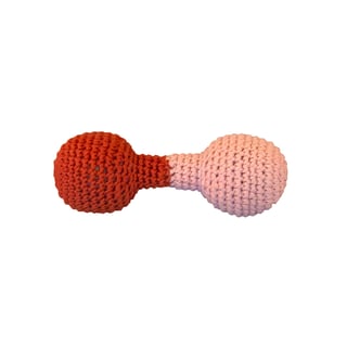 Crochet Toy Rattle Dumbbell - Pink/red
