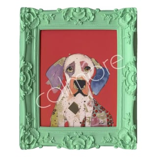 Schilderij Beagle in Groene Barok Lijst 60x70cm Handgeschilderd
