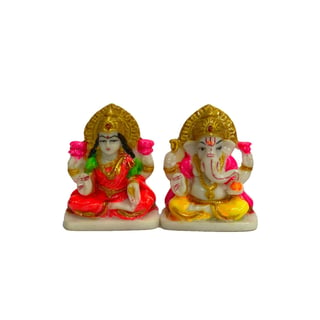 Maa Laxmi & Ganesh Idol (Pink & Golden)