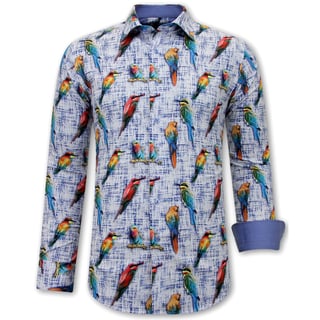 Overhemd Met Vogelprint - 3122 - Blauw