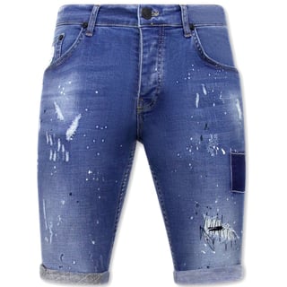 Korte Broek Skinny Met Verfspatten -1031-SH- Blauw