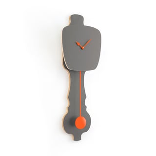Kies Zelf Je Wand Kloq - Steen Grijs - Kloq Maat: L - Kloq Slinger/wijzer Kleur: Neon Oranje