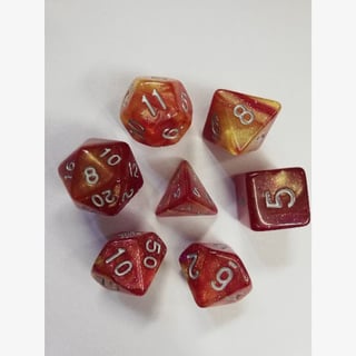Dice Poly Marbled Red and Yellow