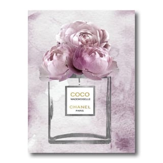 Glasschilderij Chanel Parfum Roze Bloemen 60x80cm