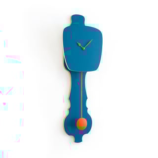 Kies Zelf Je Wand Kloq - Petrol Blauw - Kloq Maat: L - Kloq Slinger/wijzer Kleur: Neon Oranje