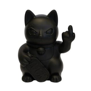Beeld Lucky Cat Fuck You Zwart 23x27cm