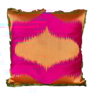 Sierkussen Golf Oranje Fuchsia 50x50cm Franjes