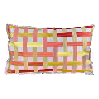 Sierkussen Lines Geel Oranje Goud 60x35cm Franjes