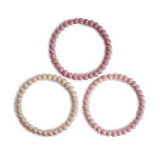 Mushie pearl teething bracelet - Linen peony pale pink