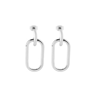 Silver Plated Oval Earrings - Silver Plated