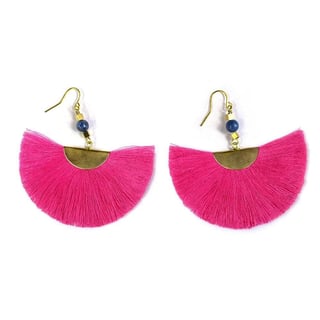 Rosé Tassel Fan Earrings - Pink