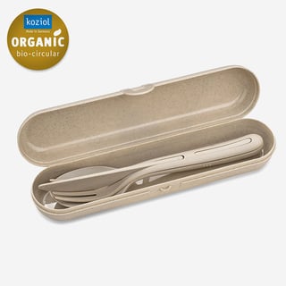 Bestek set to go - met logo mogelijk - Beige