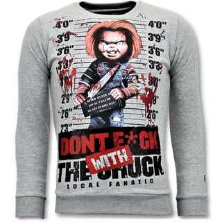 Exclusieve Heren Trui - Bloody Chucky Angry Print - Grijs