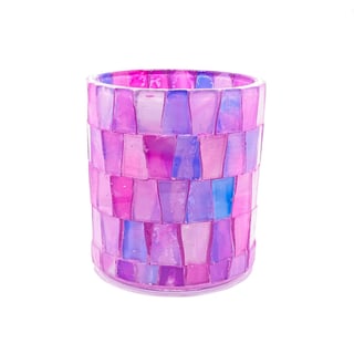 Waxinelichthouder Roze Mozaïek Glas 8x9cm