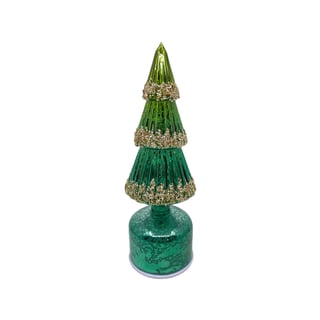Kerstboompje Met LED-Lampjes Groen Glas 9x28cm Roterend
