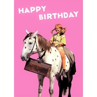 Pippi Langkous Postkaart - Verjaardagskaart Happy Birthday
