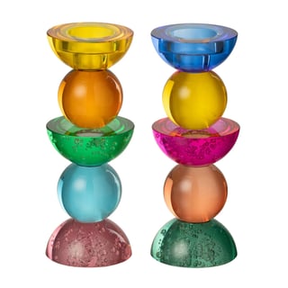 Kandelaar Votief Multicolor Glas 8x21cm in 2 Variaties