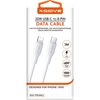 Xssive TPE Serie 20W Type-C to 8 Pin Cable 3m - Wit