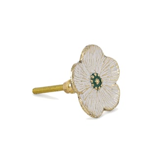 Ladeknop Faye Flower White Messing 5x5cm