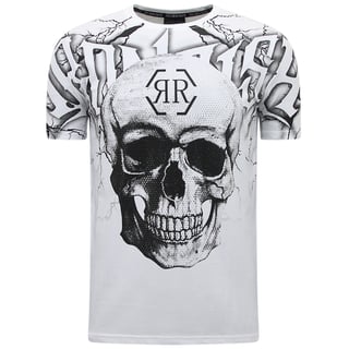 Skull - Rhinestone T-Shirt - 7983 - Wit