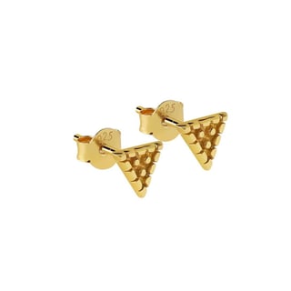 Silver Triangle with Balls Pattern Stud Earrings - Sterling Silver / Gold Plated
