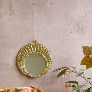 Spiegeltje Mini Rond Sacraal Antiek Goud 15cm