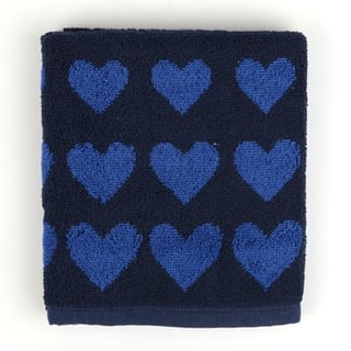 Handdoek Hartjes Donker Blauw - Maat: 53x60cm - Merk: Bunzlau Castle