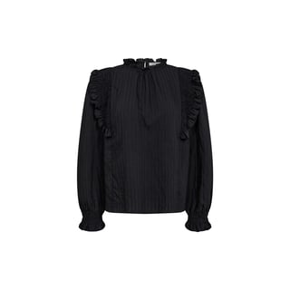 Co'Couture Selma Smock Frill Blouse - Black