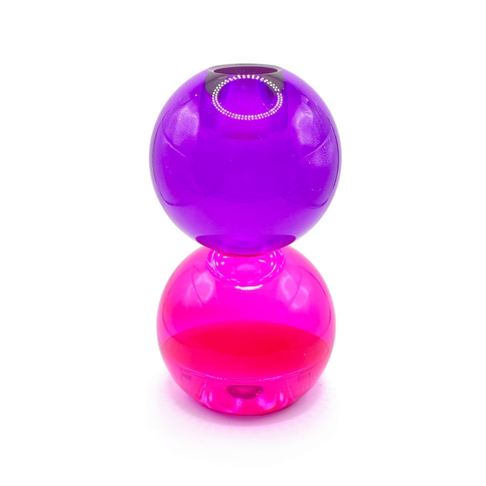 Kandelaar Votief Paars-Fuchsia Kristal Glas 7x13cm